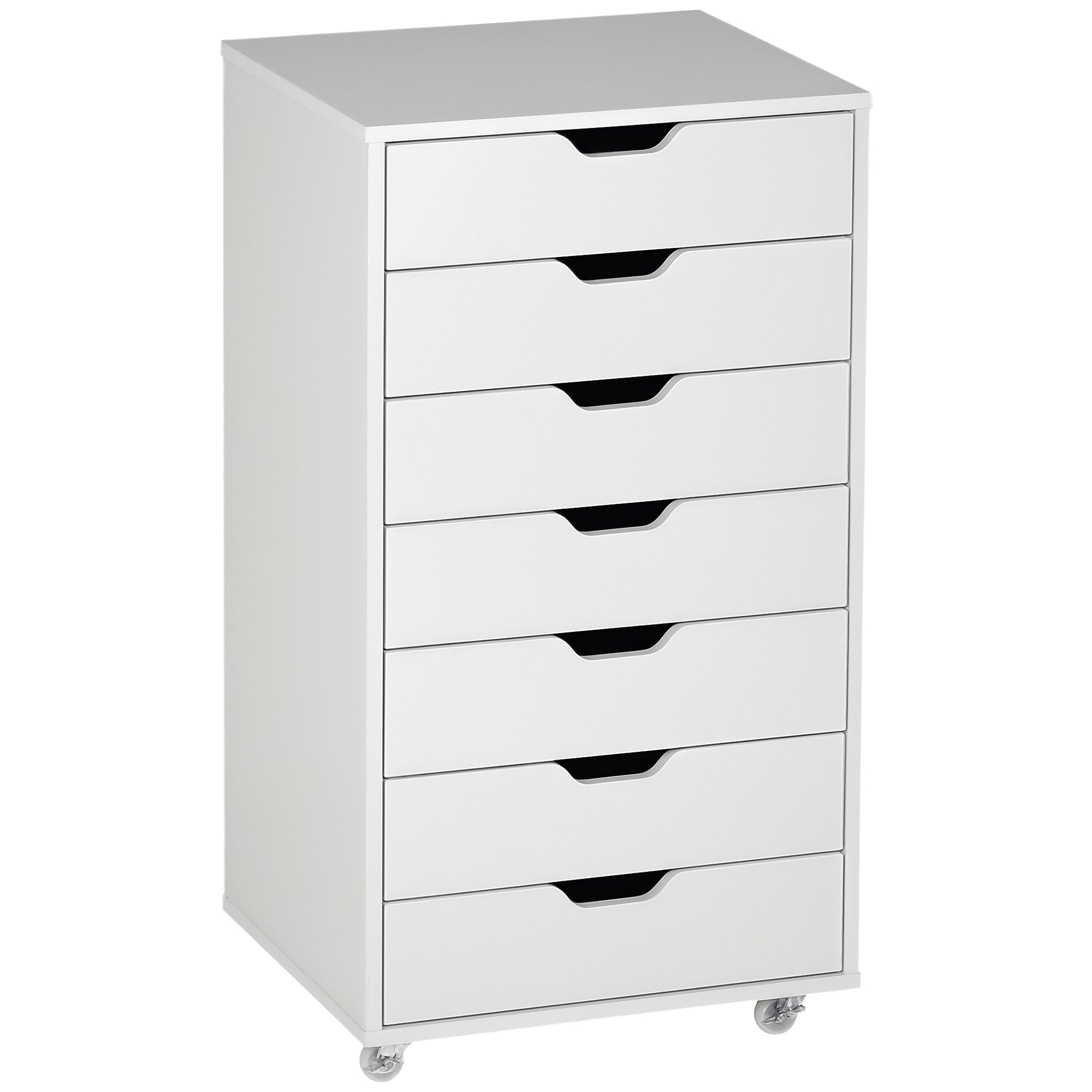 7-Drawer Vertical File Cabinet with Wheels - White-Office Products > Office Furniture > Office Cabinets & Cupboards-DECOROLALA