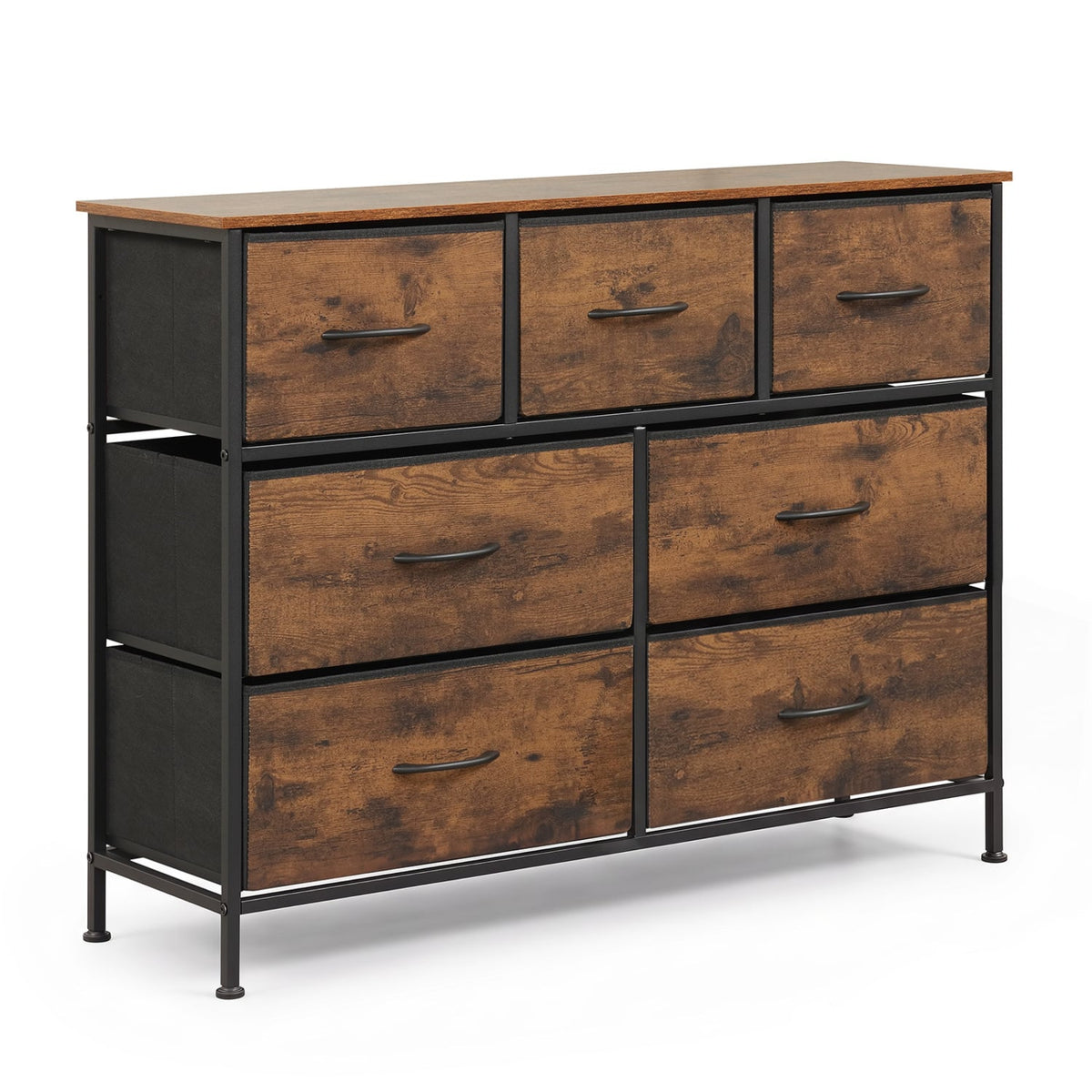 7-Drawer Wide Dresser - Rustic Brown (min order qty 2)-Dressers & Chests-DECOROLALA
