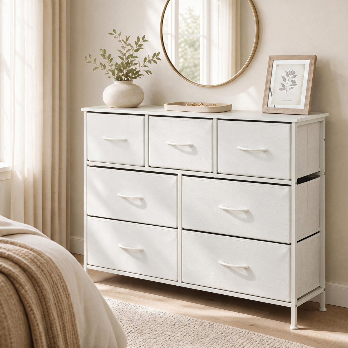 7-Drawer Wide Dresser - White (min order qty 2)-Dressers & Chests-DECOROLALA