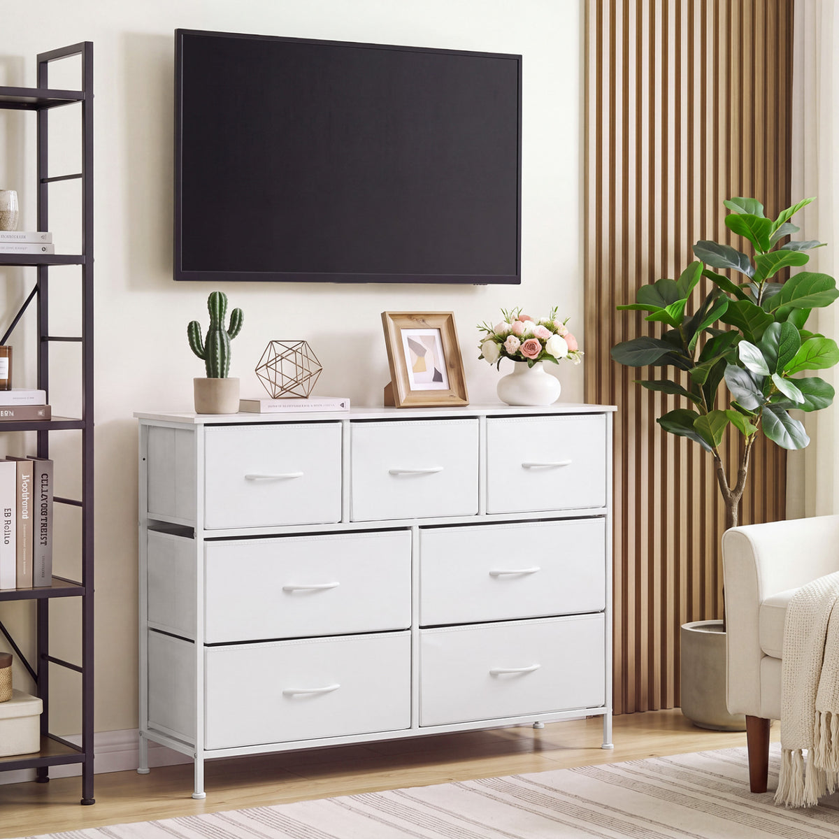 7-Drawer Wide Dresser - White (min order qty 2)-Dressers & Chests-DECOROLALA