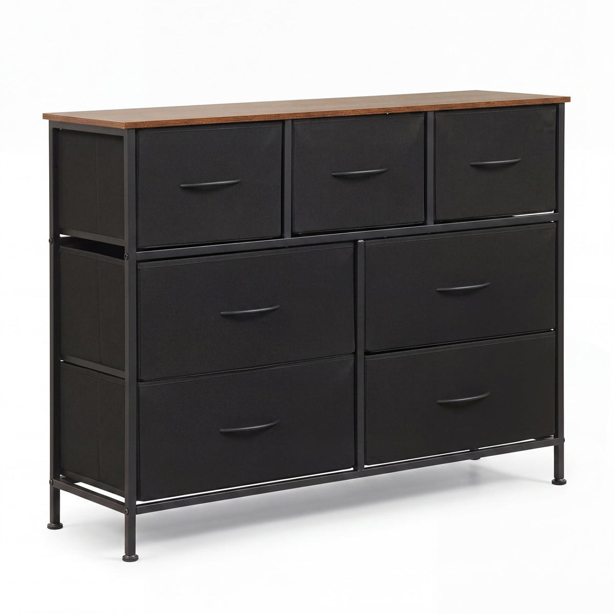 7-Drawer Wide Dresser with Fabric Drawers - Black (min order qty 2)-Dressers & Chests-DECOROLALA