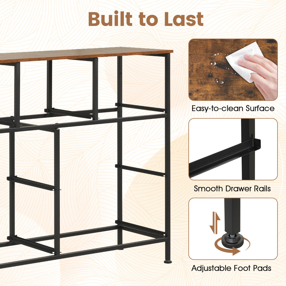 7-Drawer Wide Dresser with Fabric Drawers - Black (min order qty 2)-Dressers & Chests-DECOROLALA