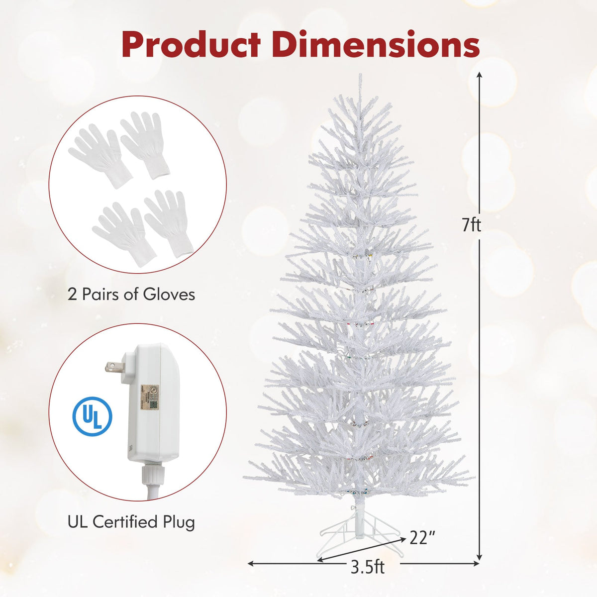 7 FT Artificial Pre-lit Christmas Tree Hinged Xmas Tree with 820 Coral-like Branch Tips-Christmas Trees-DECOROLALA