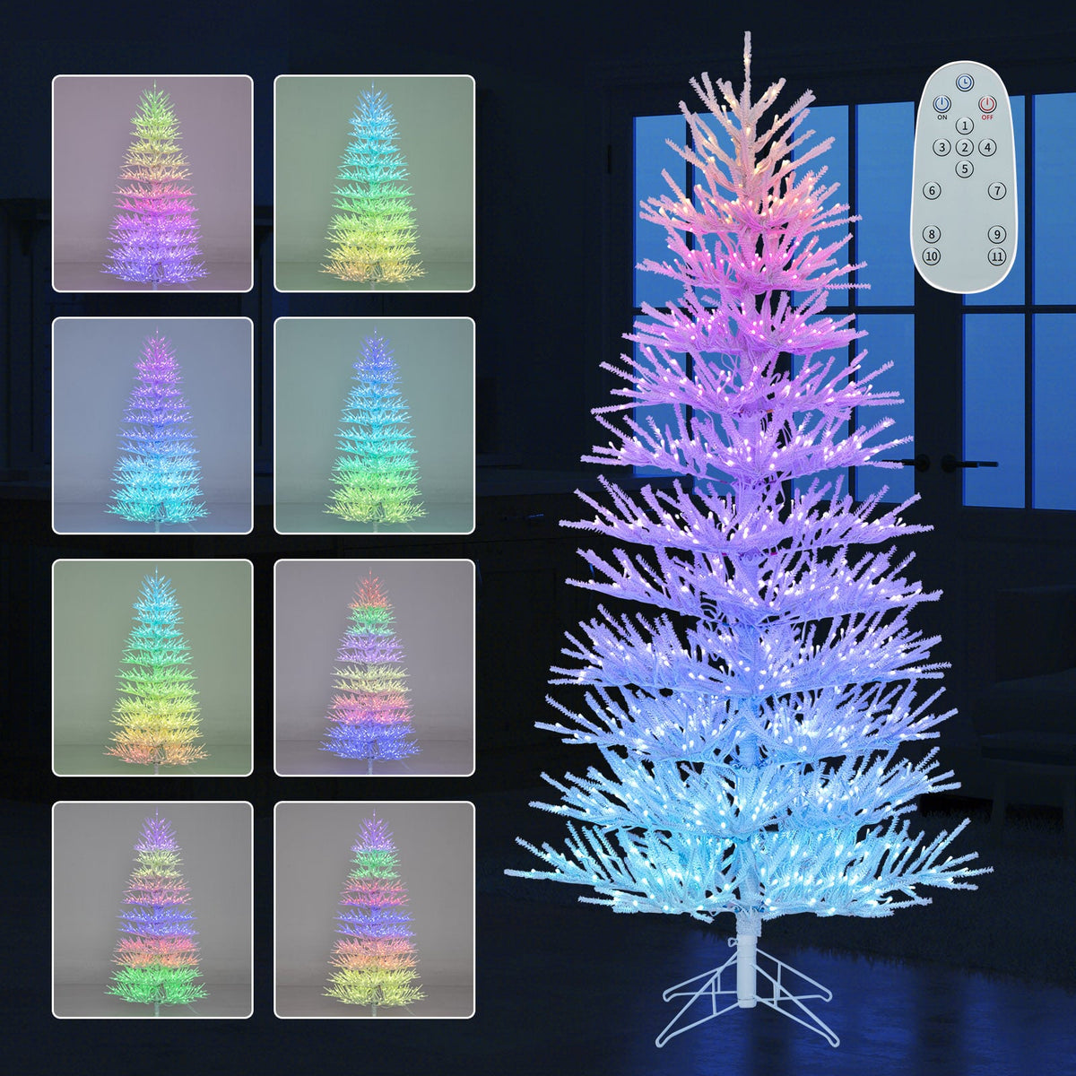 7 FT Artificial Pre-lit Christmas Tree Hinged Xmas Tree with 820 Coral-like Branch Tips-Christmas Trees-DECOROLALA