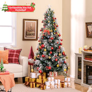 7 FT Flocked Christmas Tree with 8 Lighting Modes-Christmas Trees-DECOROLALA