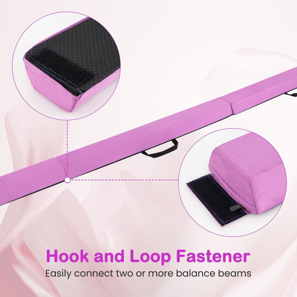7 FT Folding Balance Beam with Removable Suede Cover and Non-slip Bottom-Purple-Yoga & Gym Mats-DECOROLALA