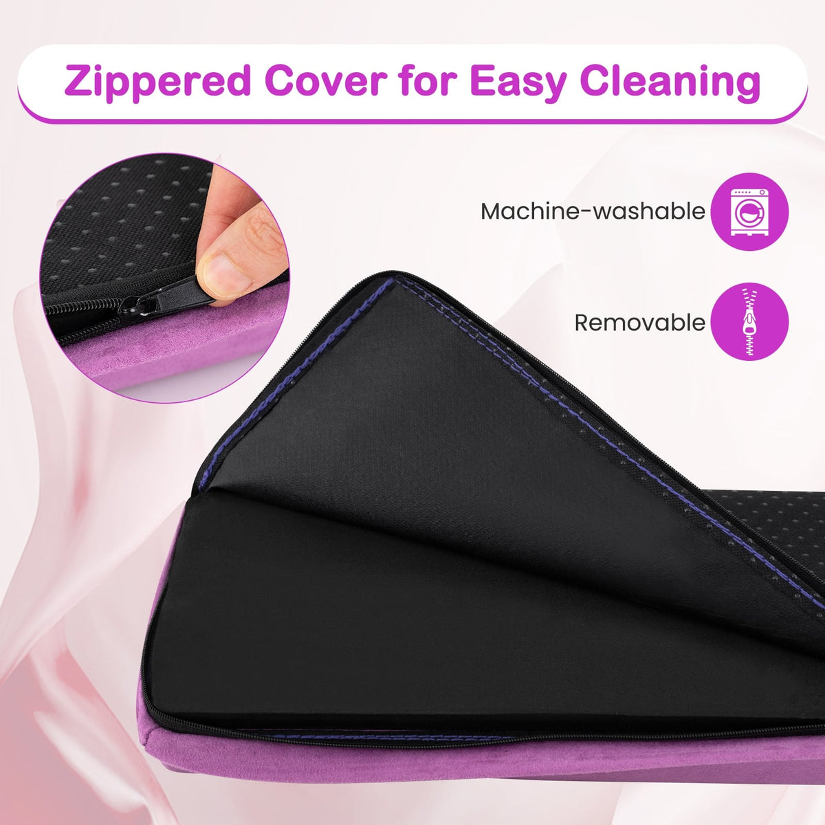 7 FT Folding Balance Beam with Removable Suede Cover and Non-slip Bottom-Purple-Yoga & Gym Mats-DECOROLALA