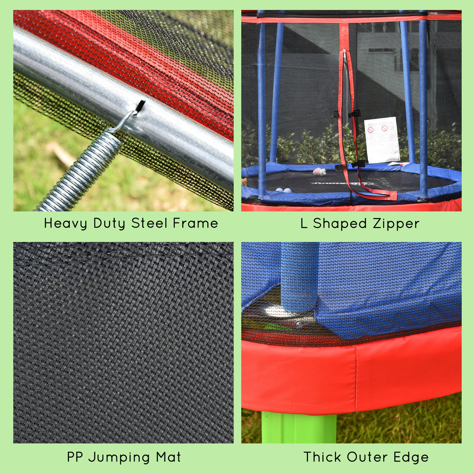7 FT Kids Trampoline with Safety Net Enclosure - Red-DECOROLALA