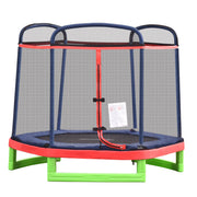 7 FT Kids Trampoline with Safety Net Enclosure - Red-DECOROLALA