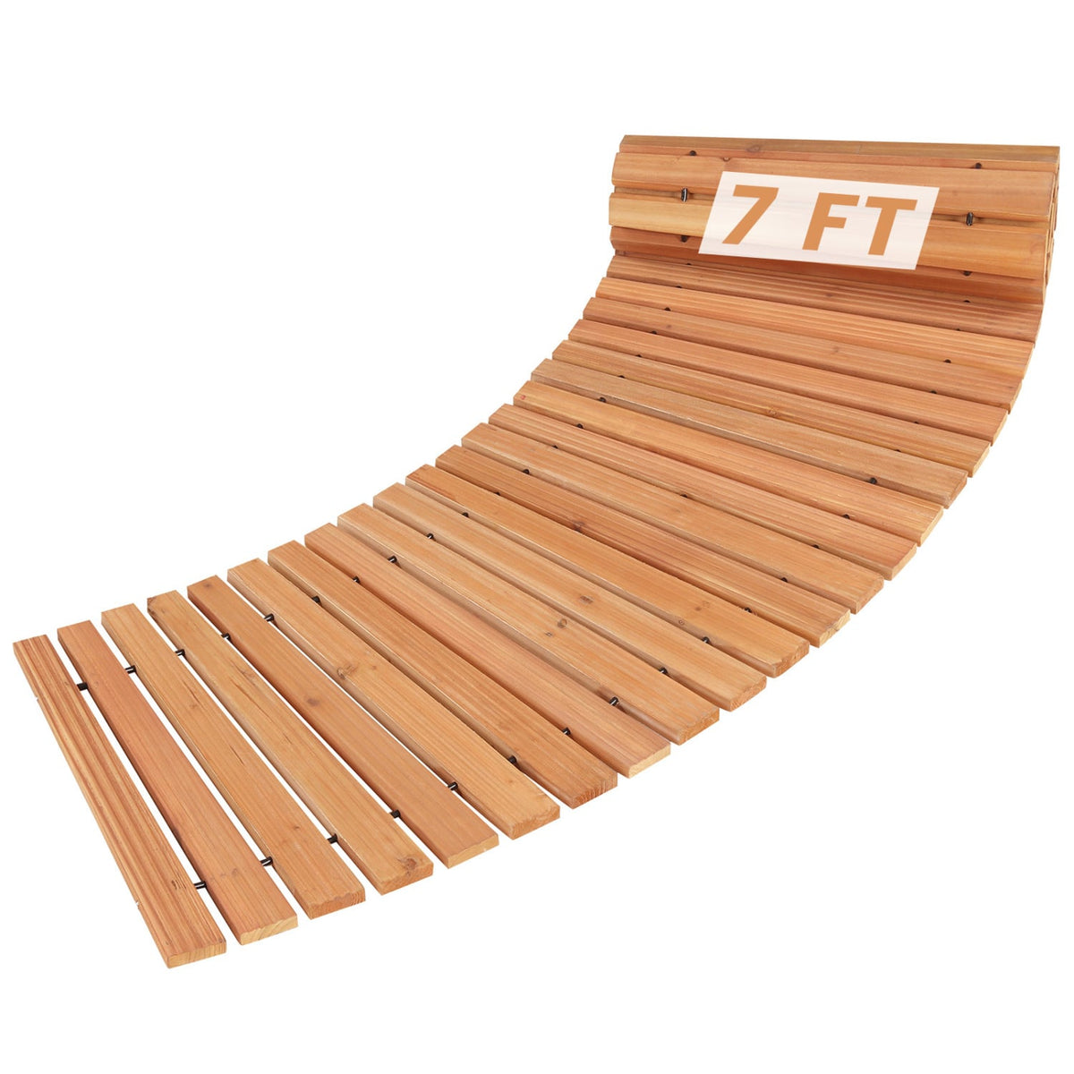 7 FT Wooden Garden Pathway with Anti-slip Surface for Gardens Patios-Natural-Garden Pathways-DECOROLALA