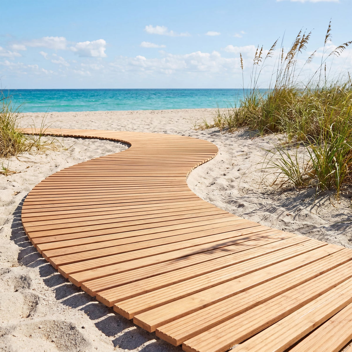 7 FT Wooden Garden Pathway with Anti-slip Surface for Gardens Patios-Natural-Garden Pathways-DECOROLALA