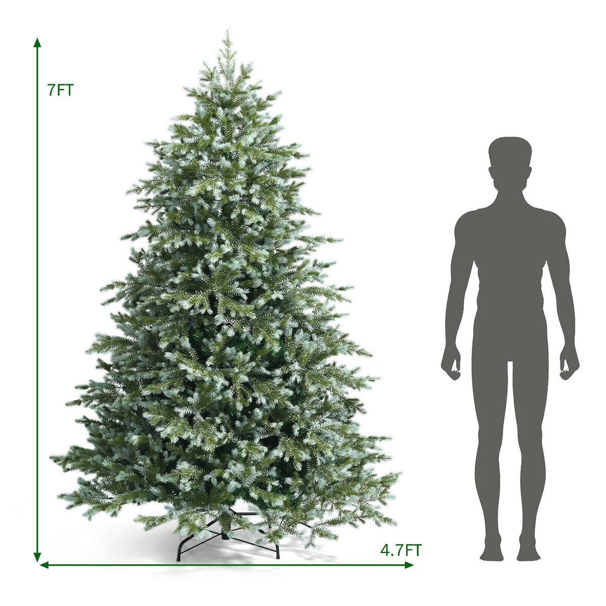 7 Feet Artificial Christmas Tree with 1260 Mixed PE and PVC Tips-Christmas Trees-DECOROLALA