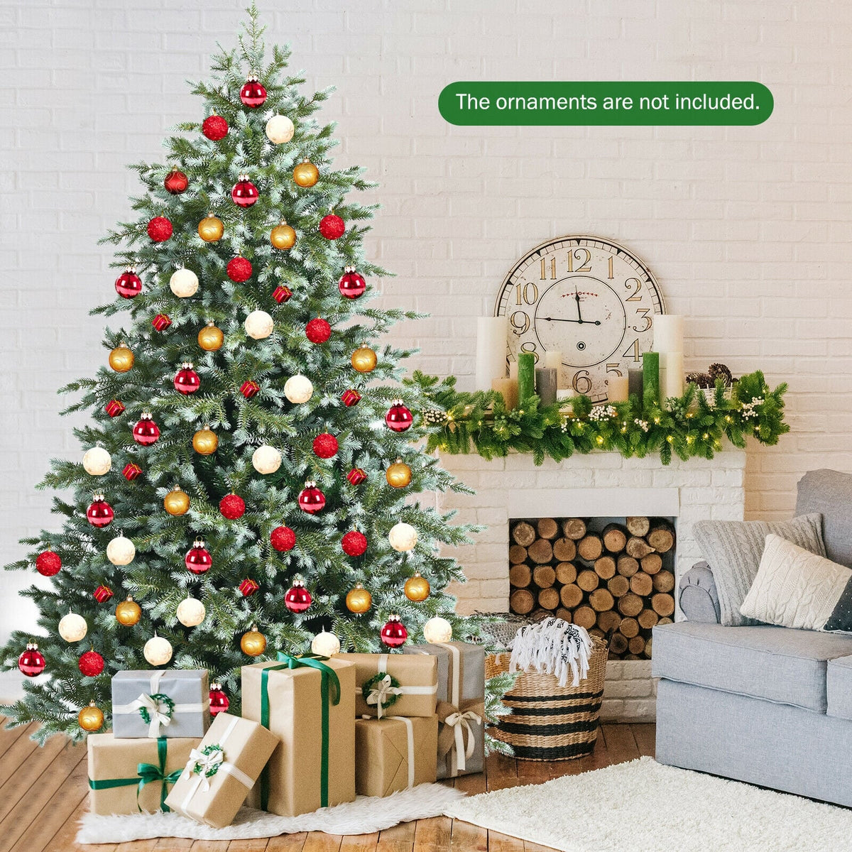 7 Feet Artificial Christmas Tree with 1260 Mixed PE and PVC Tips-Christmas Trees-DECOROLALA