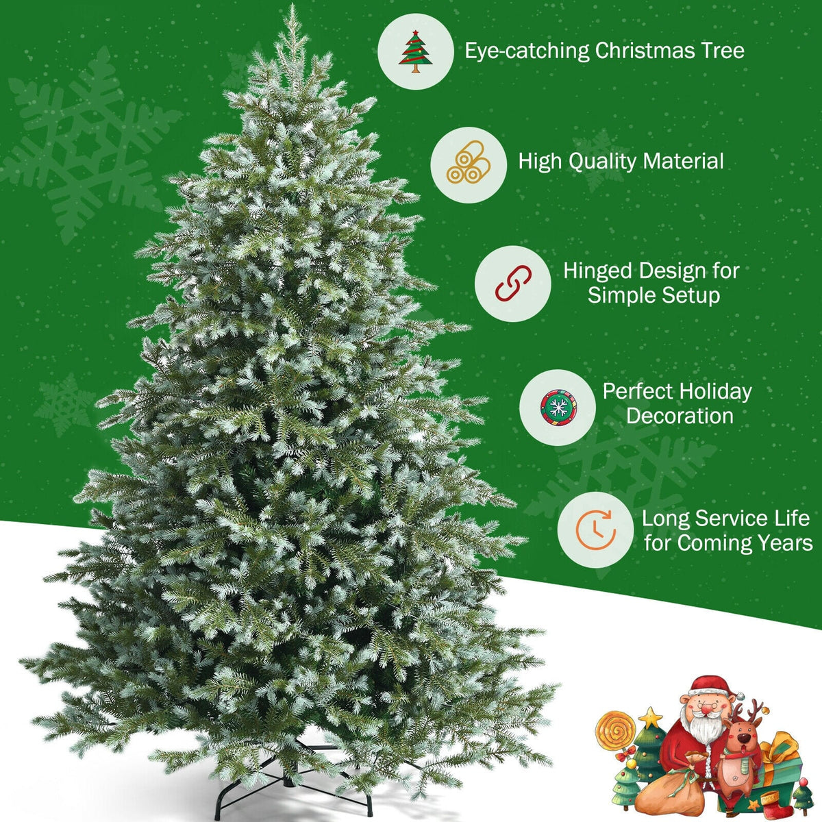 7 Feet Artificial Christmas Tree with 1260 Mixed PE and PVC Tips-Christmas Trees-DECOROLALA