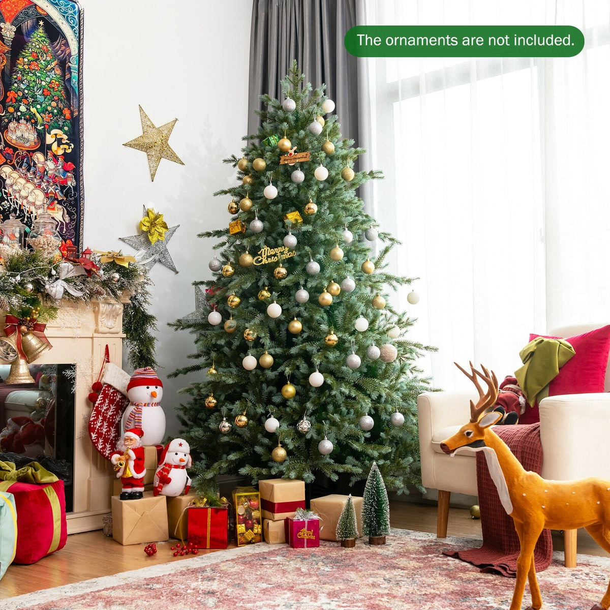 7 Feet Artificial Christmas Tree with 1260 Mixed PE and PVC Tips-Christmas Trees-DECOROLALA
