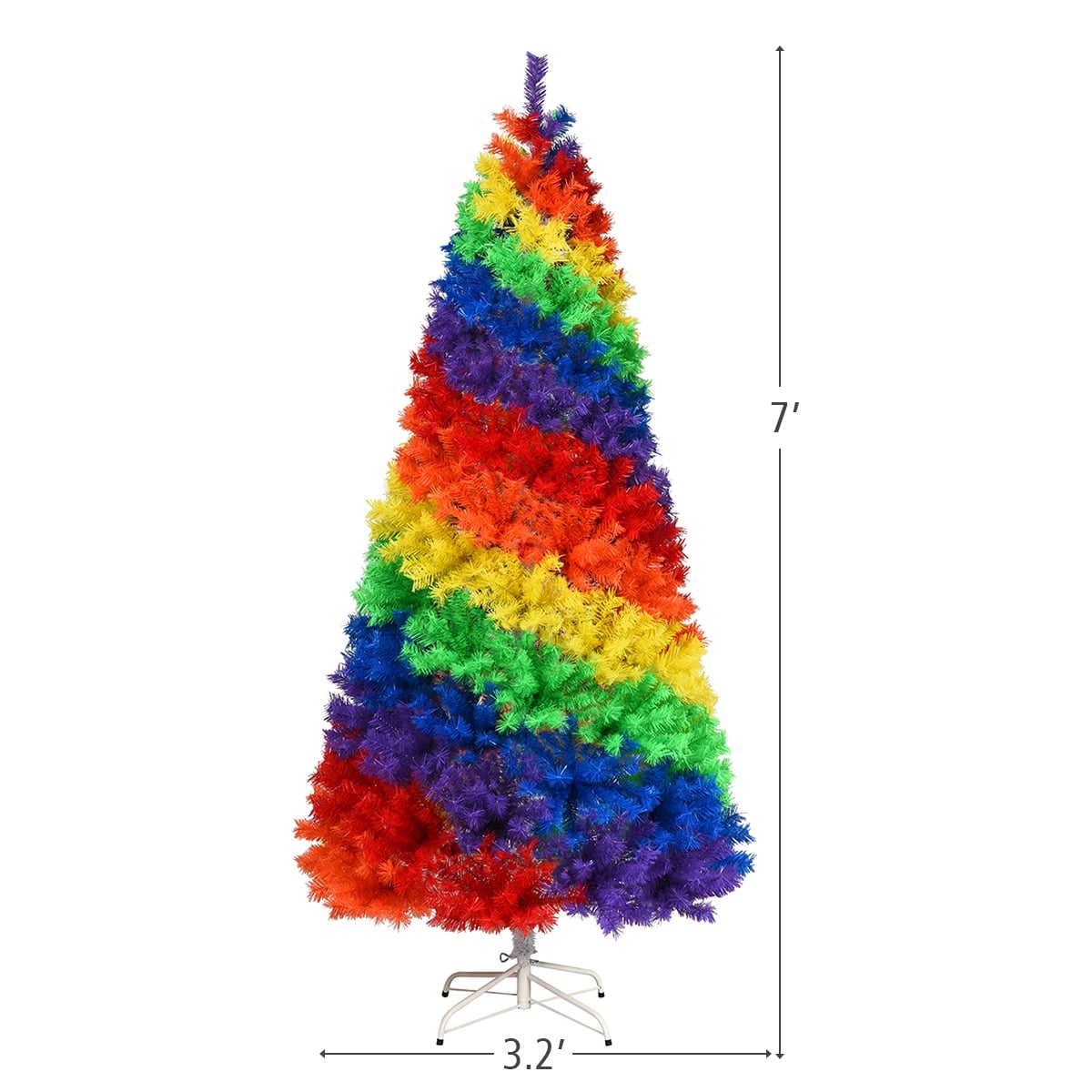 7 Feet Artificial Hinged Traditional Christmas Tree with Metal Stand-Christmas Trees-DECOROLALA