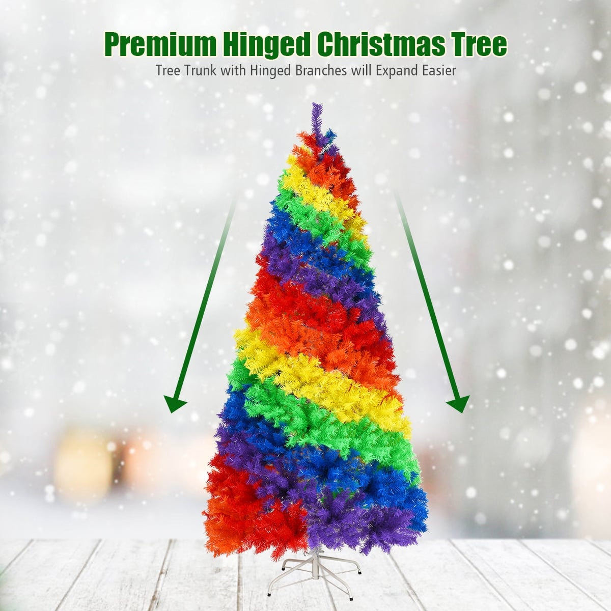 7 Feet Artificial Hinged Traditional Christmas Tree with Metal Stand-Christmas Trees-DECOROLALA