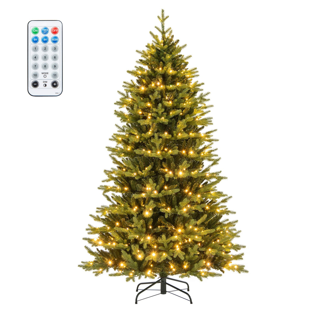 7 Feet Artificial Xmas Tree Hinged with 11 Lighting Modes and Remote Control-7 ft-Christmas Trees-DECOROLALA