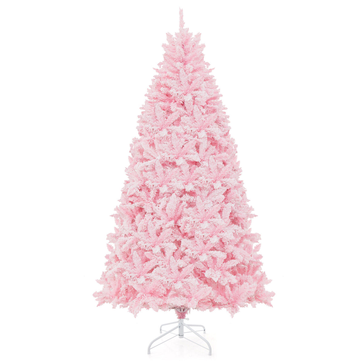 7 Feet Flocked Artificial Christmas Tree with 500 LED Lights and 1200 Branches-Christmas Trees-DECOROLALA