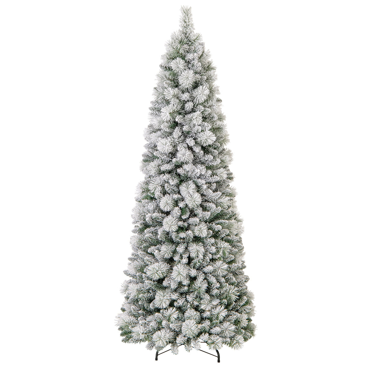 7 Feet Flocked Christmas Tree with Pine Needles and LED Lights-Christmas Trees-DECOROLALA