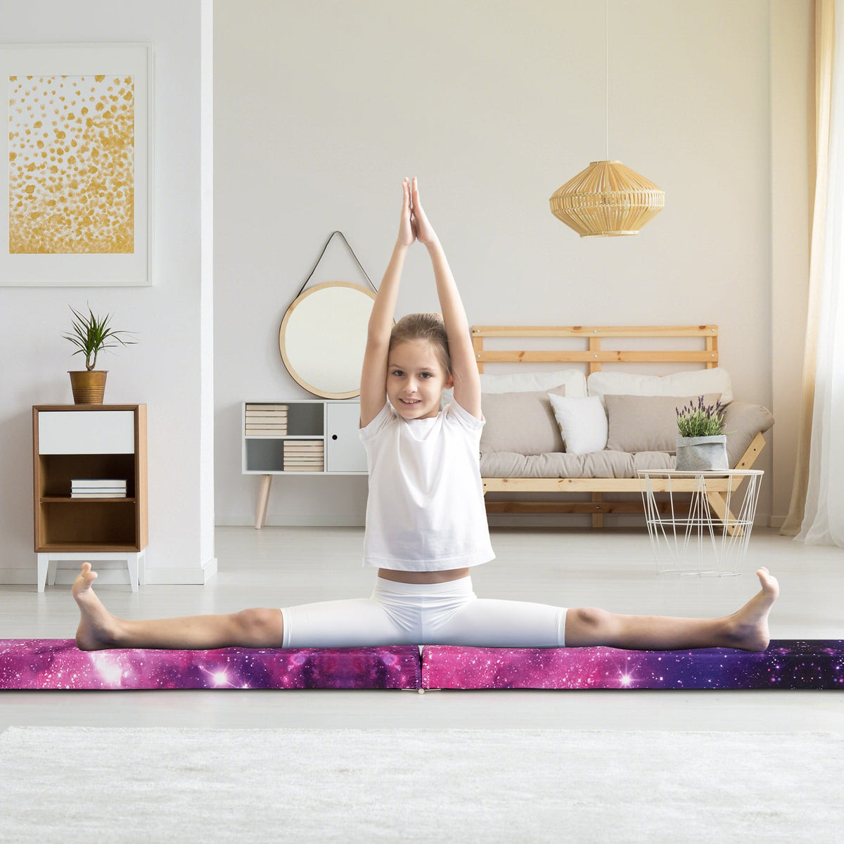 7 Feet Folding Portable Floor Balance Beam with Handles for Gymnasts-Transparent-Yoga & Gym Mats-DECOROLALA
