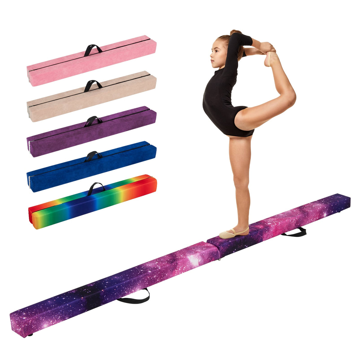 7 Feet Folding Portable Floor Balance Beam with Handles for Gymnasts-Transparent-Yoga & Gym Mats-DECOROLALA