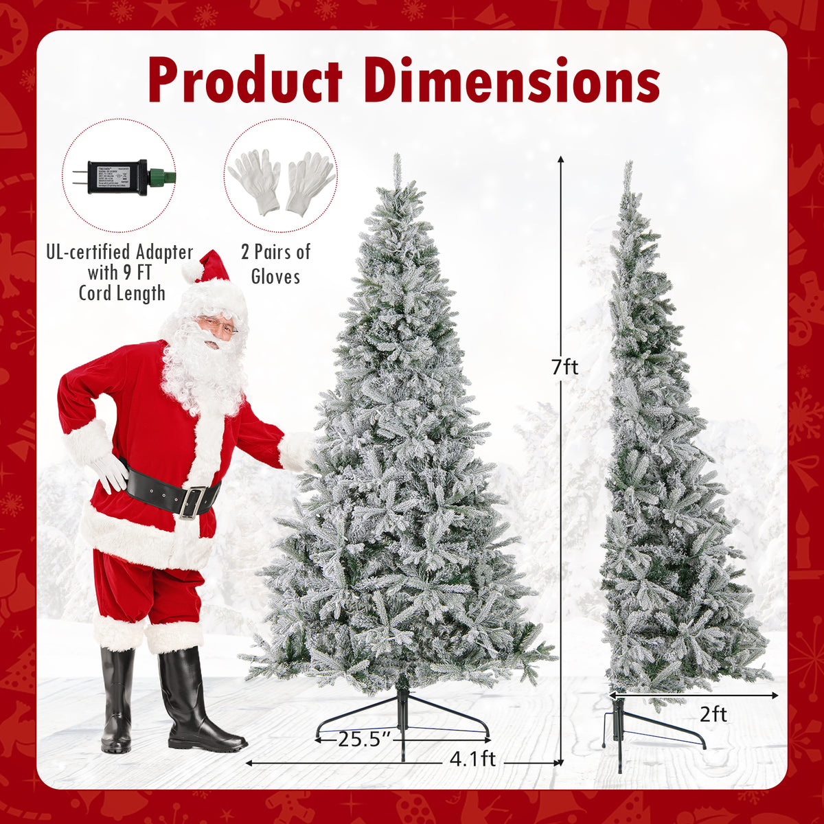 7 Feet Half Artificial Christmas Tree with 852 PE & PVC Branch Tips and 9 Modes-M-Christmas Trees-DECOROLALA