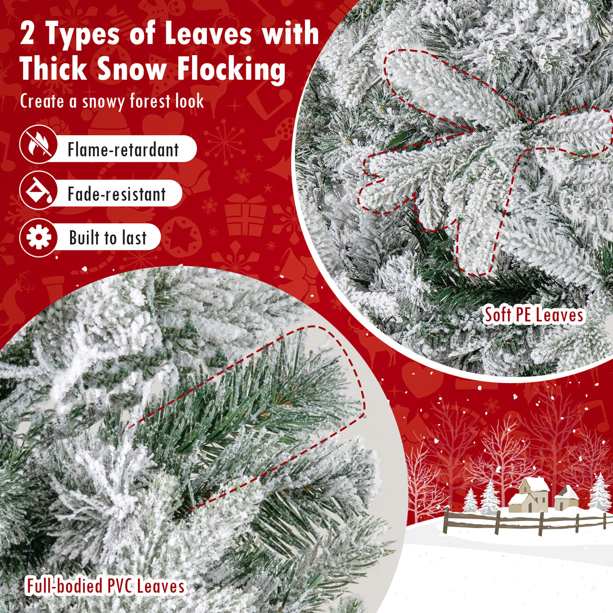 7 Feet Half Artificial Christmas Tree with 852 PE & PVC Branch Tips and 9 Modes-M-Christmas Trees-DECOROLALA