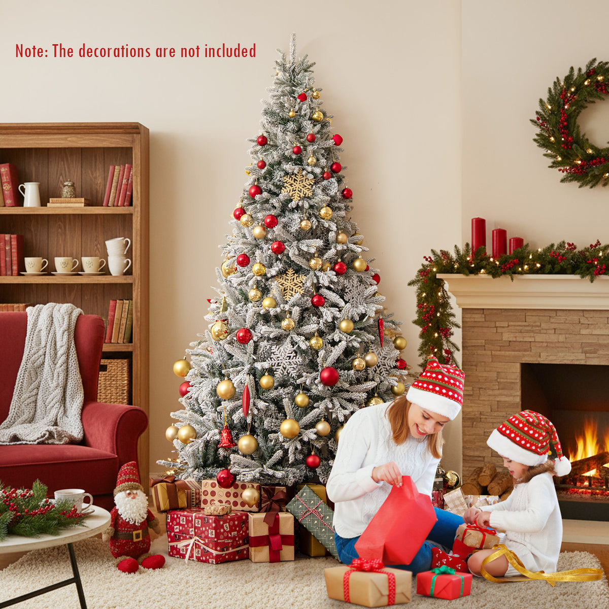 7 Feet Half Artificial Christmas Tree with 852 PE & PVC Branch Tips and 9 Modes-M-Christmas Trees-DECOROLALA
