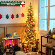 7 Feet Half Christmas Tree with Pine Needles and 150 Lights-Christmas Trees-DECOROLALA