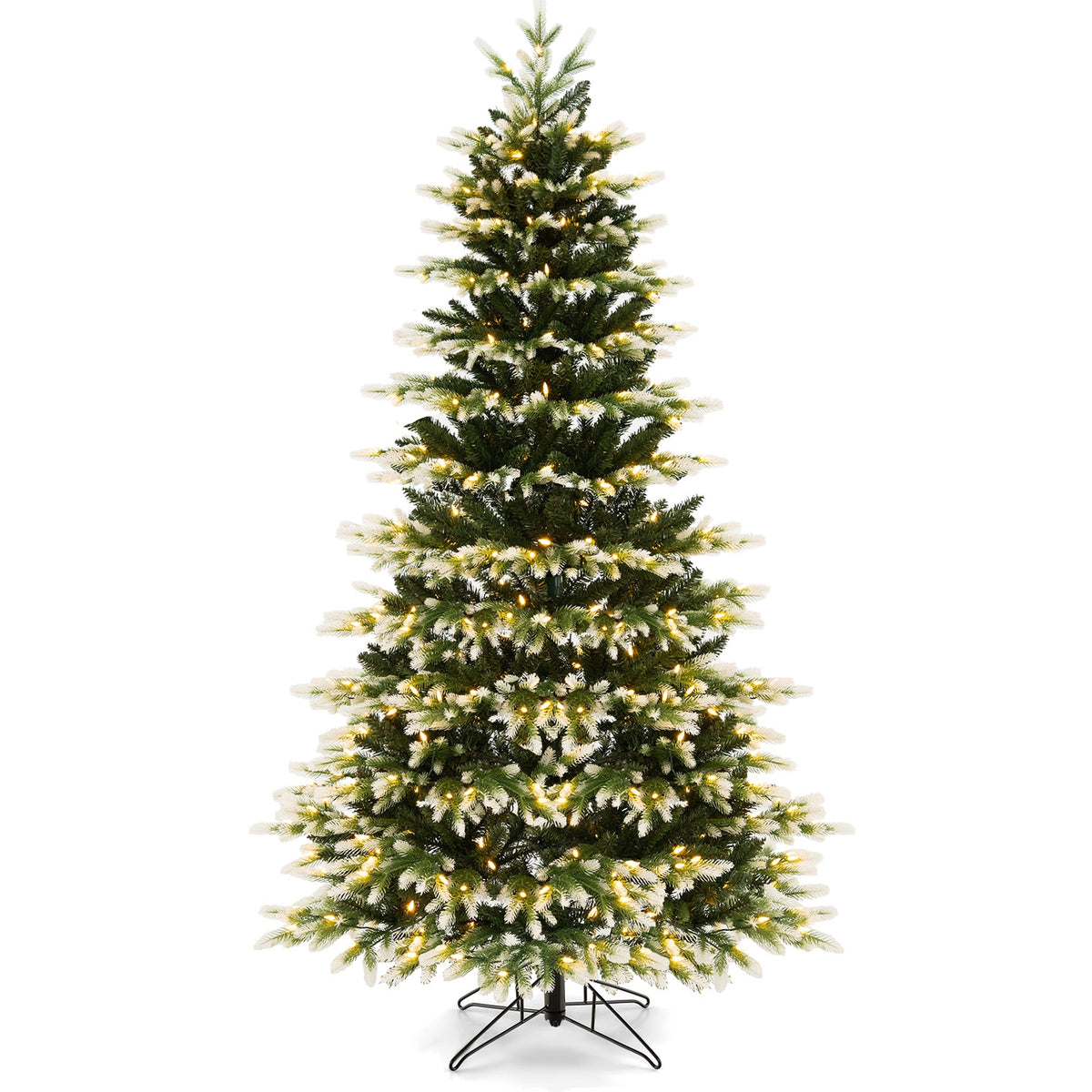 7 Feet Hinged Christmas Tree with 500 LED Lights Remote Control-Christmas Trees-DECOROLALA