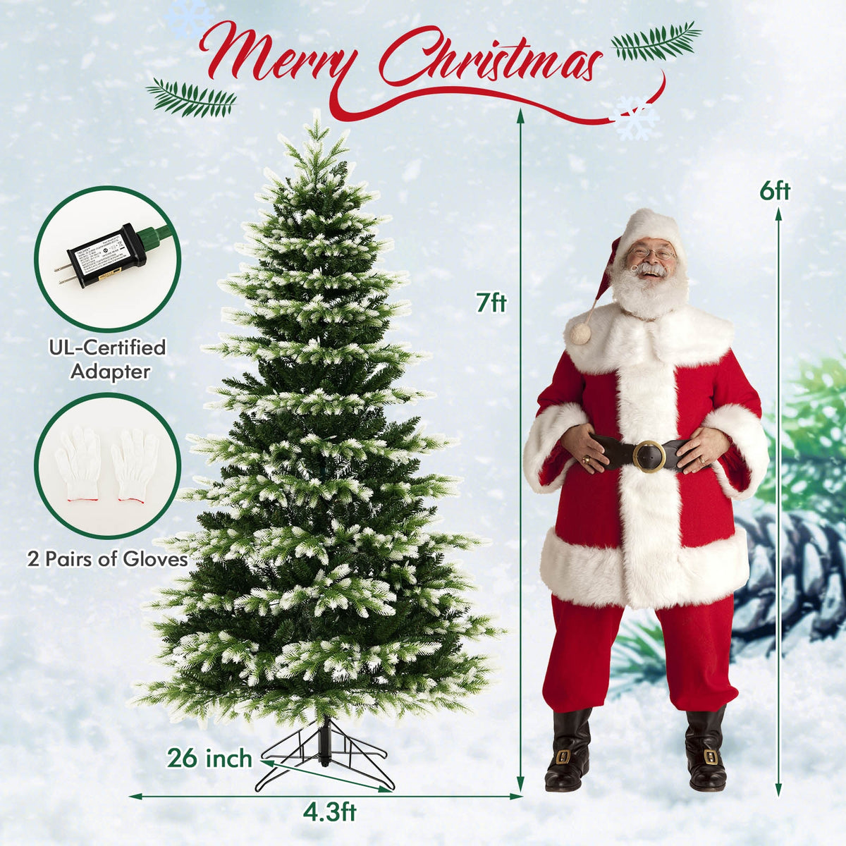 7 Feet Hinged Christmas Tree with 500 LED Lights Remote Control-Christmas Trees-DECOROLALA
