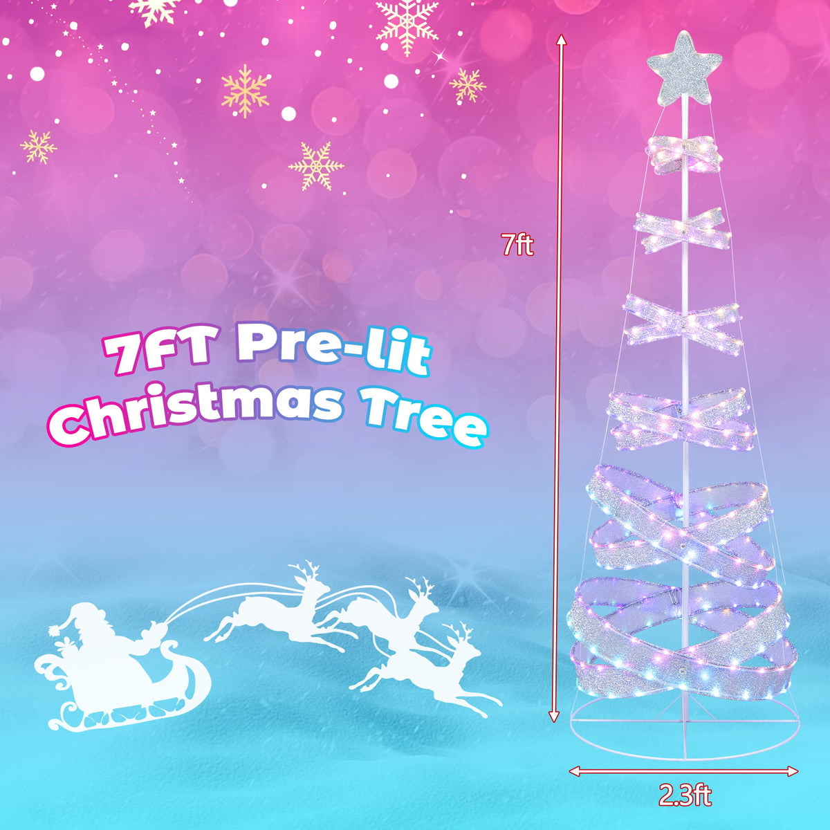 7 Feet Outdoor Spiral Christmas Tree for Party Xmas New Year Decoration-Christmas Trees-DECOROLALA