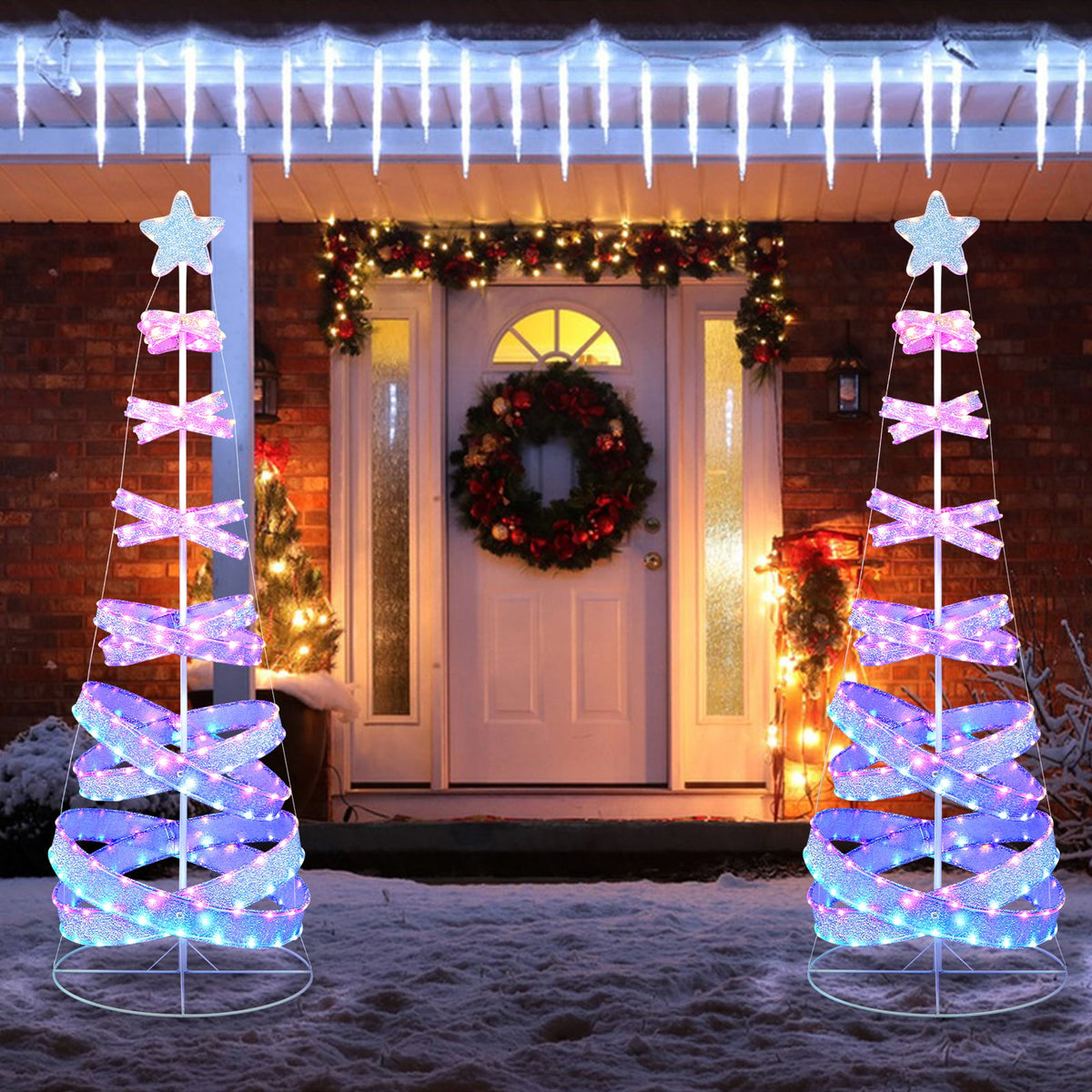 7 Feet Outdoor Spiral Christmas Tree for Party Xmas New Year Decoration-Christmas Trees-DECOROLALA