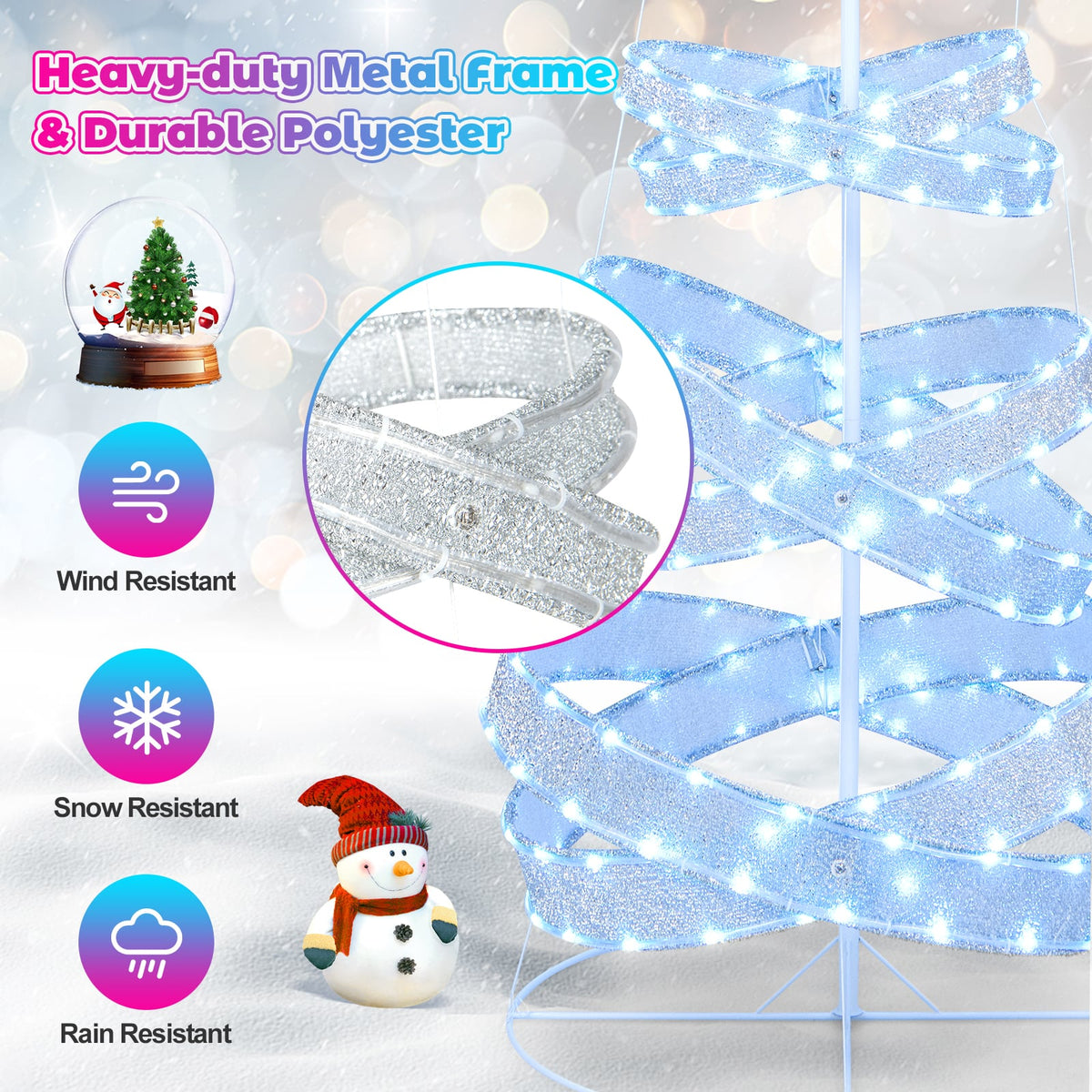 7 Feet Outdoor Spiral Christmas Tree for Party Xmas New Year Decoration-Christmas Trees-DECOROLALA