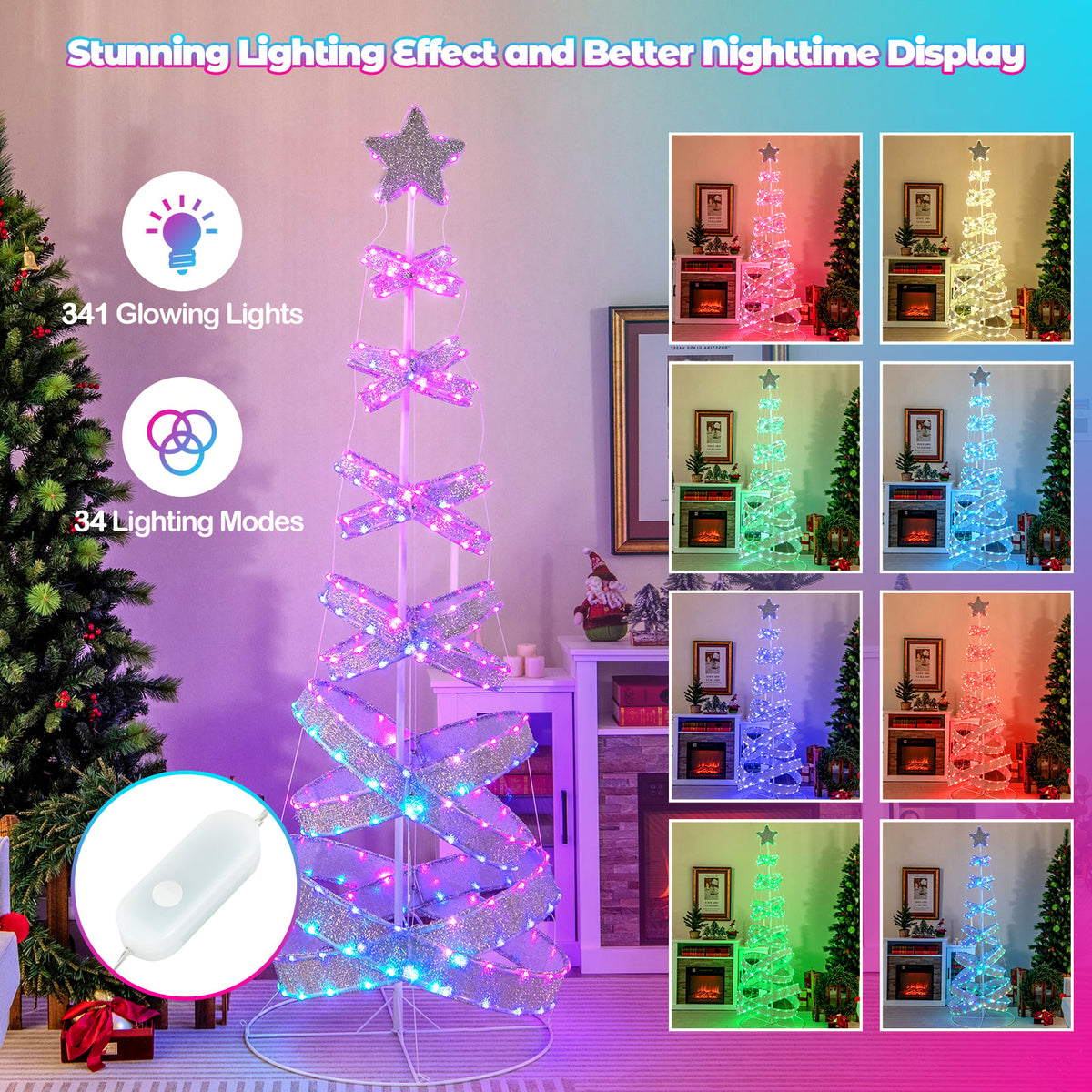 7 Feet Outdoor Spiral Christmas Tree for Party Xmas New Year Decoration-Christmas Trees-DECOROLALA