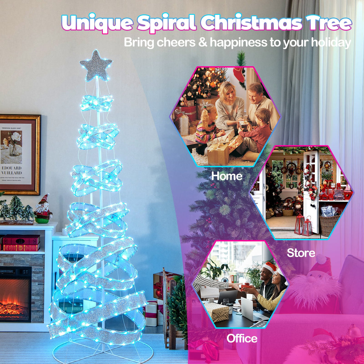 7 Feet Outdoor Spiral Christmas Tree for Party Xmas New Year Decoration-Christmas Trees-DECOROLALA