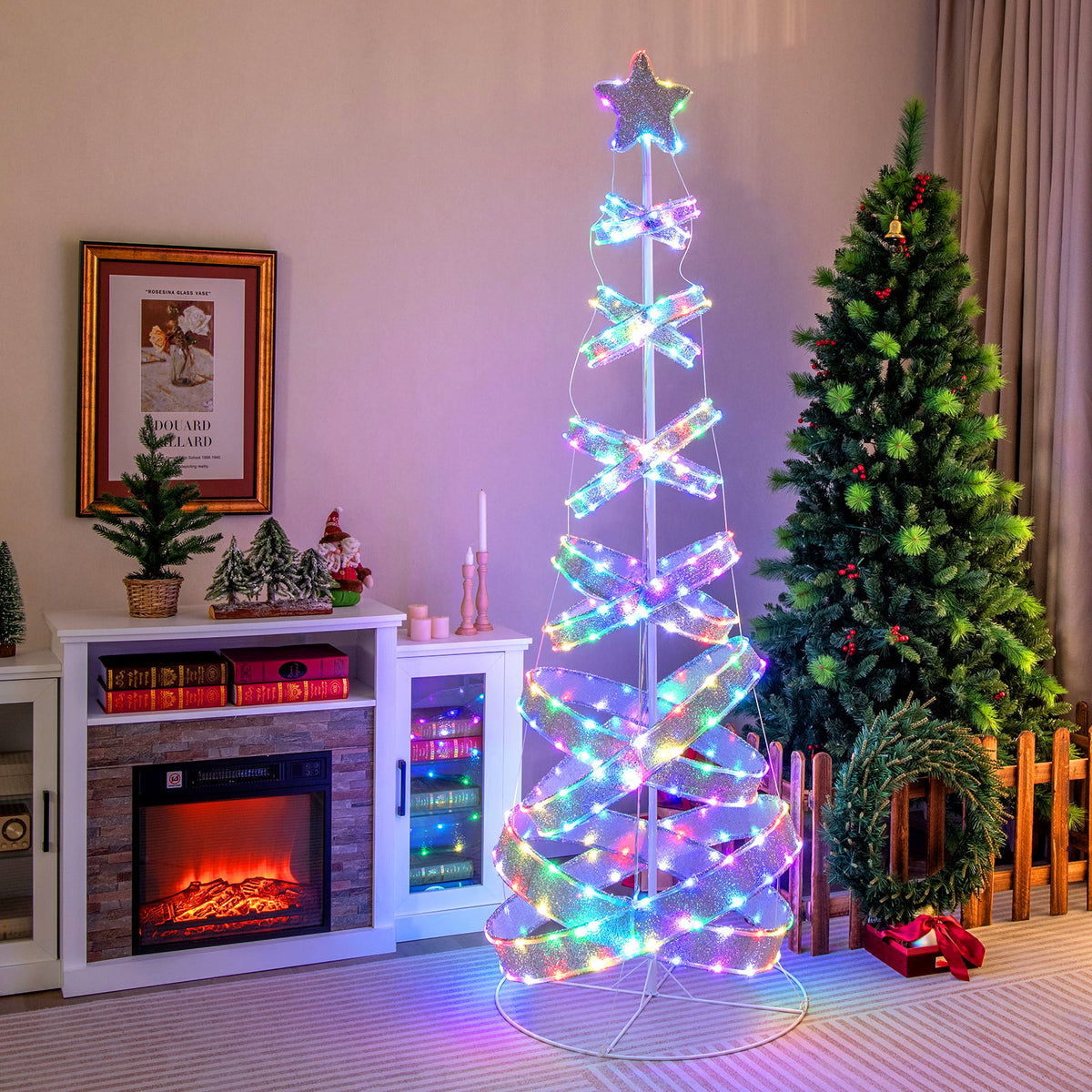 7 Feet Outdoor Spiral Christmas Tree for Party Xmas New Year Decoration-Christmas Trees-DECOROLALA