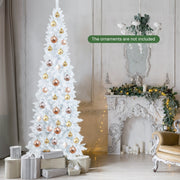 7 Feet Pre-Lit Hinged Pencil Christmas Tree White with 300 LED Lights and 8 Flash Modes-Christmas Trees-DECOROLALA