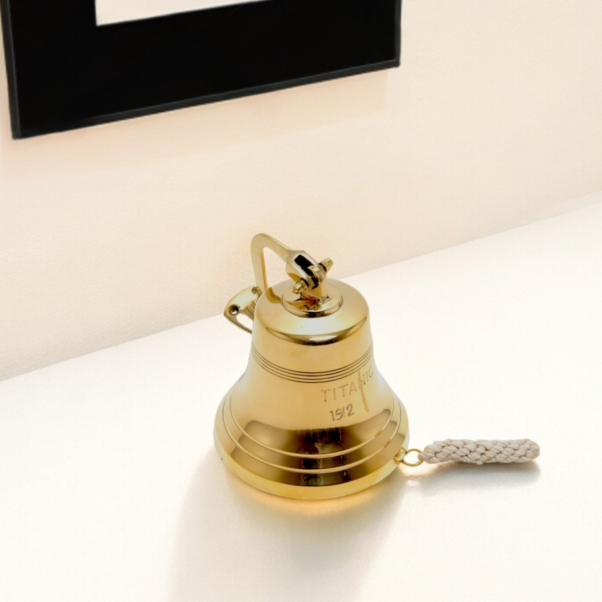 7" Gold Metal Hand Painted 1912 RMS Titanic Bell 6" Model Bell-Sculptures-DECOROLALA