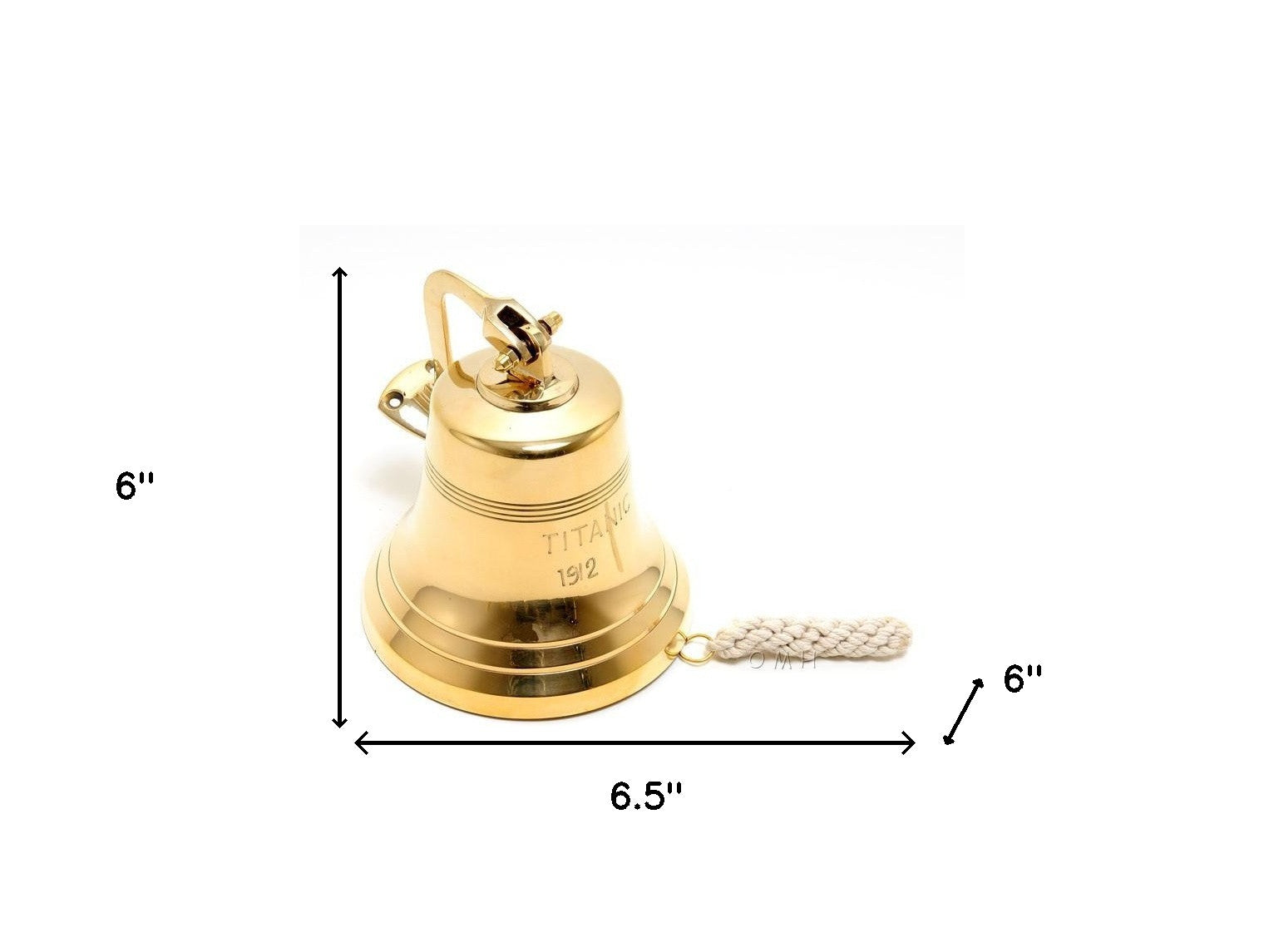 7" Gold Metal Hand Painted 1912 RMS Titanic Bell 6" Model Bell-Sculptures-DECOROLALA