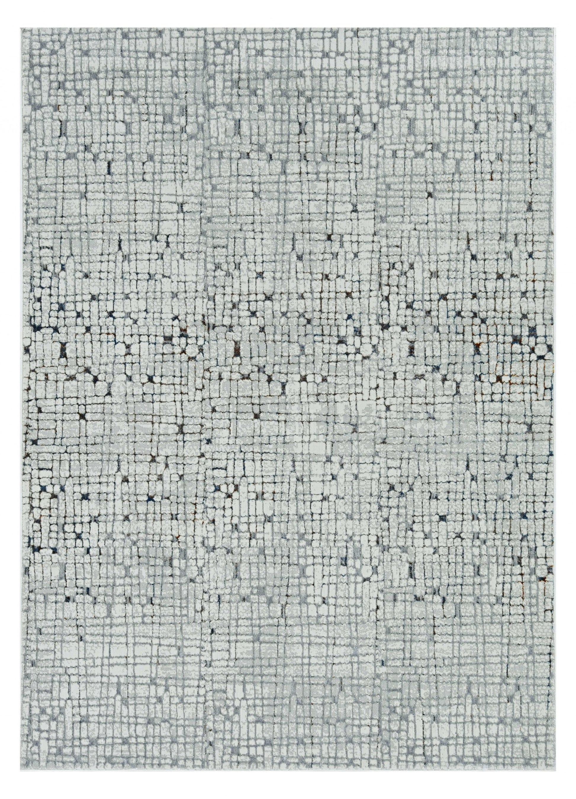 7' Gray And Black Abstract Area Rug-Area Rugs-DECOROLALA