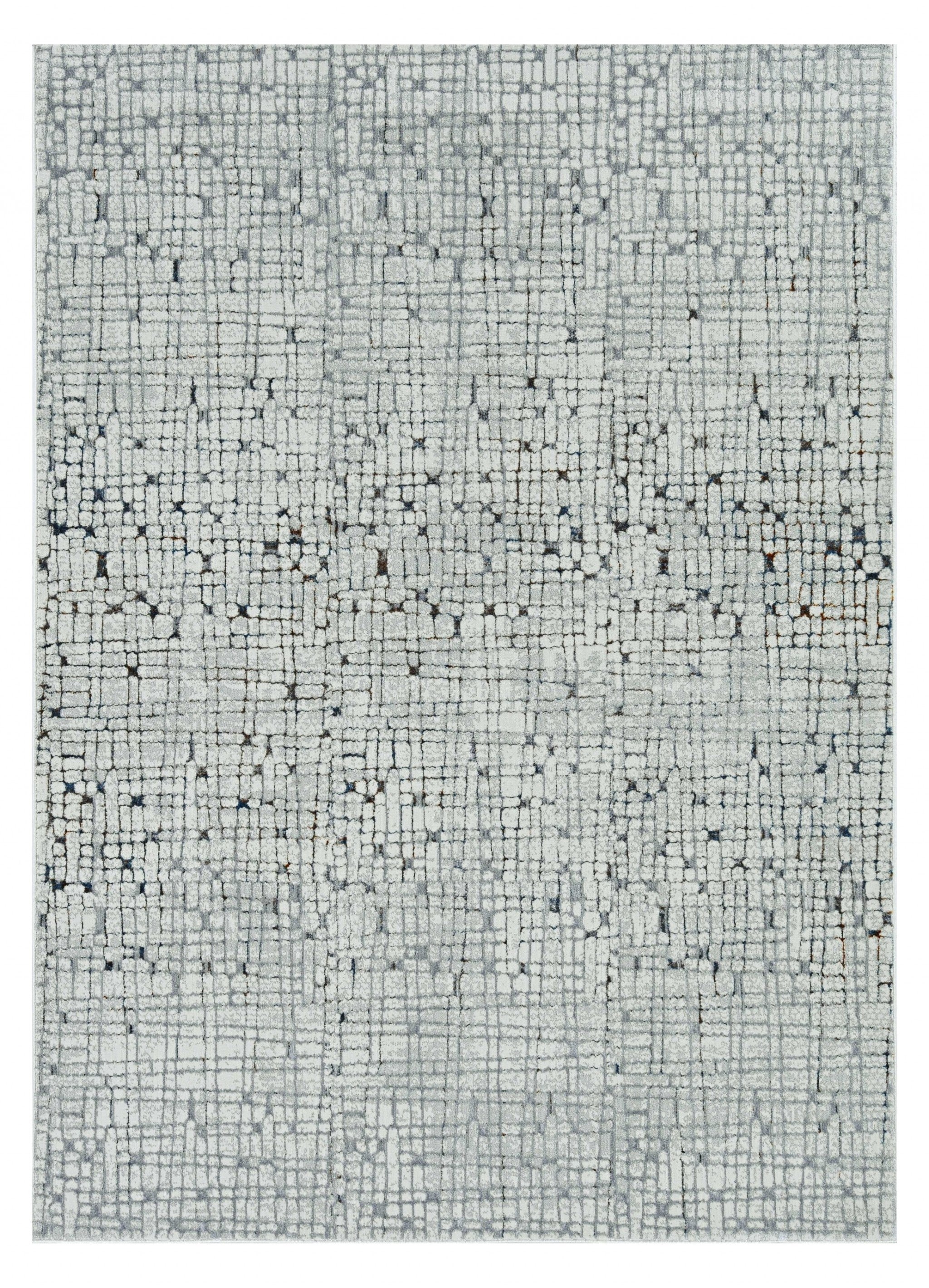 7' Gray And Black Abstract Area Rug-Area Rugs-DECOROLALA