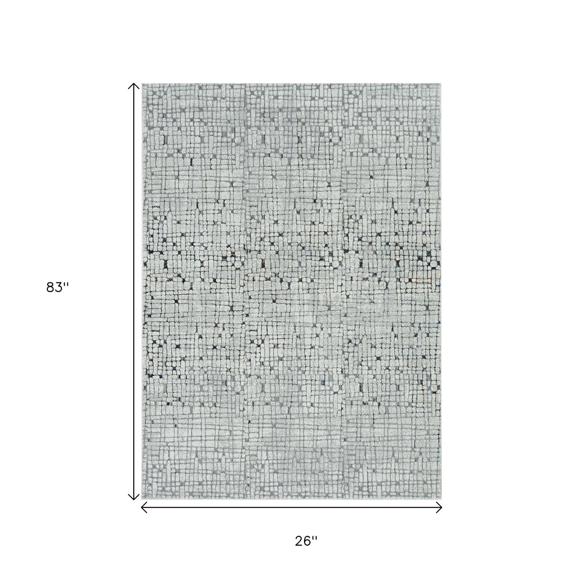 7' Gray And Black Abstract Area Rug-Area Rugs-DECOROLALA