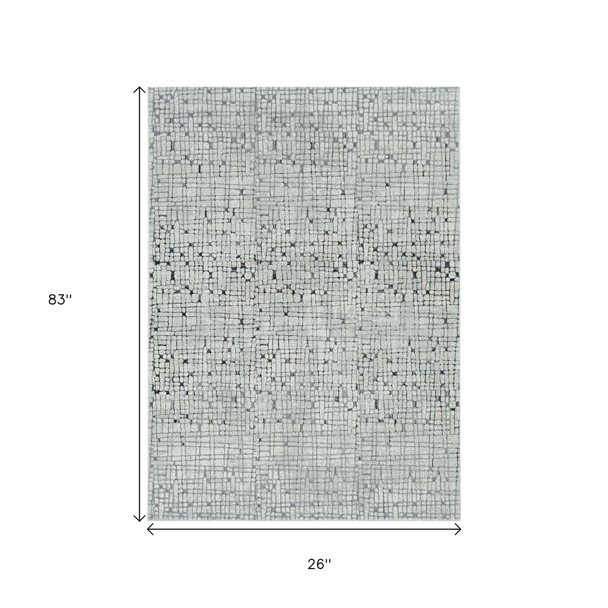 7' Gray And Black Abstract Area Rug-Area Rugs-DECOROLALA