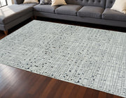 7' Gray And Black Abstract Area Rug-Area Rugs-DECOROLALA