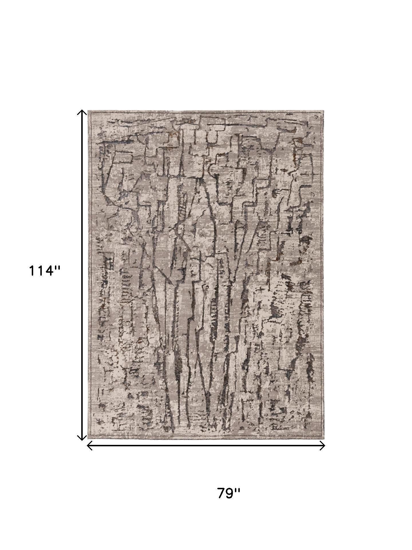 7' Gray And Black Abstract Runner Rug-Area Rugs-DECOROLALA