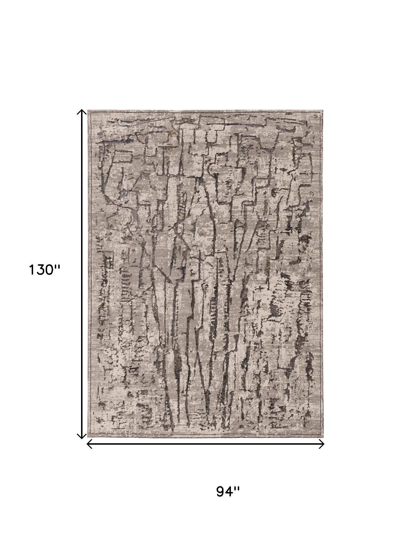 7' Gray And Black Abstract Runner Rug-Area Rugs-DECOROLALA