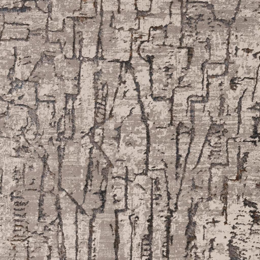 7' Gray And Black Abstract Runner Rug-Area Rugs-DECOROLALA