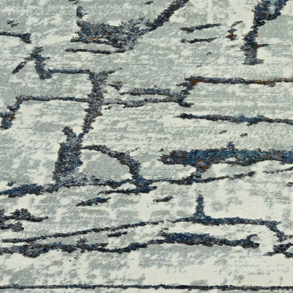 7' Gray And Black Abstract Runner Rug-Area Rugs-DECOROLALA